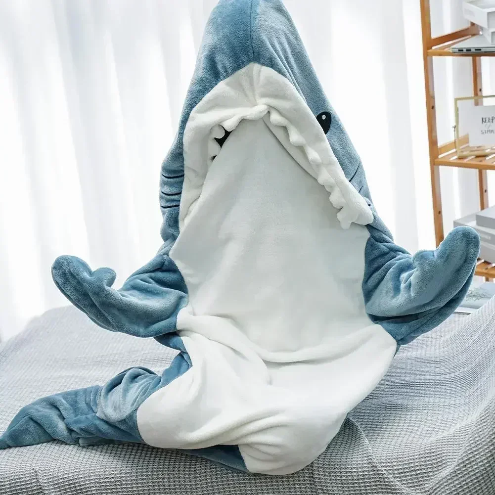 Cartoon Shark Blanket Hoodie W - Fleece Sleep Bag recension och pris