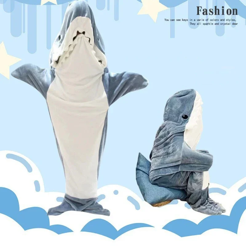 Cartoon Shark Blanket Hoodie W - Fleece Sleep Bag recension och pris